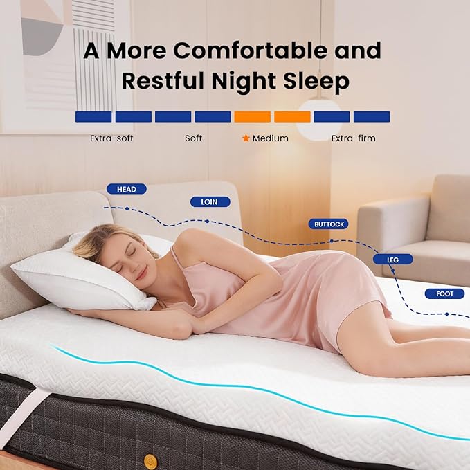 3 Inch Gel Memory Foam Mattress Topper Full, Cooling Mattress Topper with Removable & Washable Cover, CertiPUR-US Certified