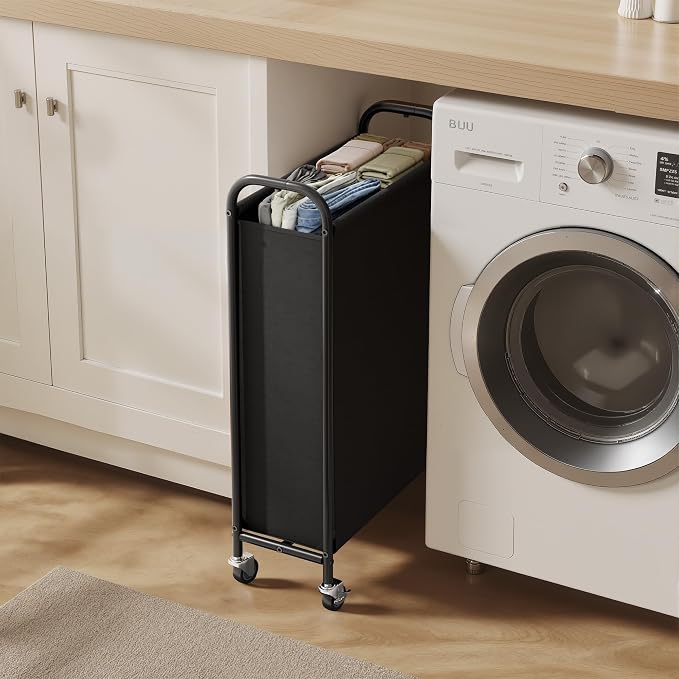 GRANNY SAYS 80L Slim Laundry Hamper with Silent Brake Wheels, Sturdy Metal Frame & Handle, Rolling Laundry Basket for Laundry Room, Bedroom, Bathroom, or RV – Great for Singles or Couples, Black - Image 4