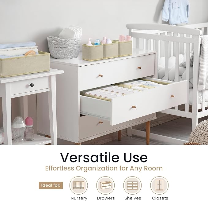 Reli. Drawer Organizer Clothes (14 Pack) | Dresser Drawer Organizers & Nursery Organization | Foldable Fabric Dresser Storage Dividers for Bras, Nursery, Changing Table, Baby Clothes, Clothing (Beige) - Image 6
