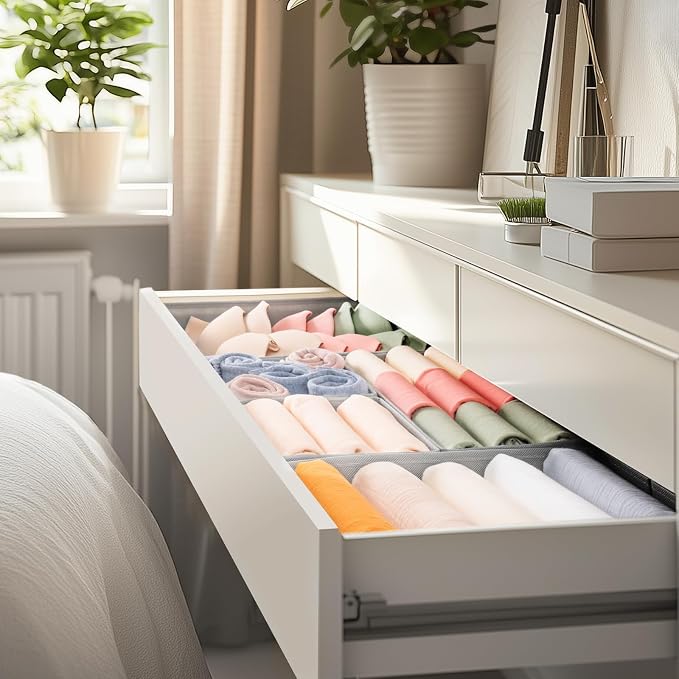 Criusia Drawer Organizer Clothes, 21 Pack Dresser Organizer for Baby Clothes, Underwear, Sock- Foldable Closet Organization and Storage Dividers Bins for Nursery, Bedroom (Grey) - Image 8