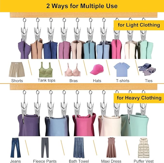 Legging Organizer for Closet, Pants Hangers with Clips Holds 20 Leggings, Jeans, Hats, Shorts, Socks, 360° Rotating Space Saving Hanging Clothes Organizer for Closet Organizers and Storage 2Pcs - Image 5