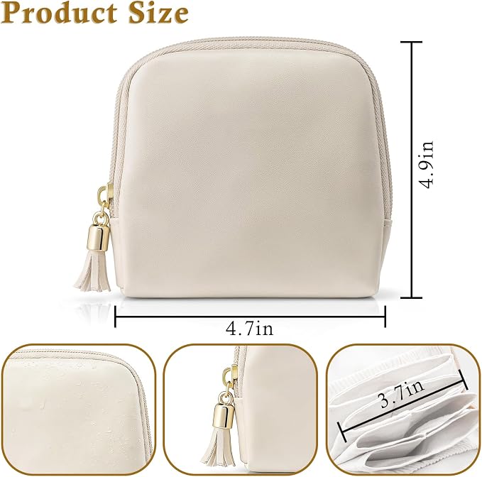 Ideal Swan Small Travel Jewelry Case, Valentines Gifts for Women, Portable Large-Capacity Tassel Jewelry Pouch Bags with Zipper, Beige Velvet Jewelry Organizer Storage Bag for Bracelet Rings Earring - Image 5
