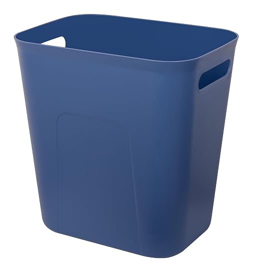 UUJOLY Plastic Small Trash Can Wastebasket, Garbage Container Basket for Bathrooms, Laundry Room, Kitchens, Offices, Kids Rooms, Dorms, 3.5 Gallon, Blue by UUJOLY