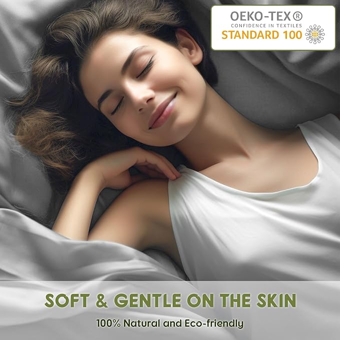 SONORO KATE 100% Egyptian Cotton Sheets Queen Size - 600 Thread Count, Luxury Hotel Sateen Weave Bedding Set, Soft Breathable Sheet Sets, 16" Deep Pocket - 4 PC(Grey,Queen)