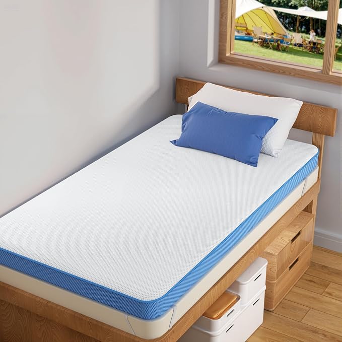Extra Firm Mattress Topper Twin Size, 4 Inch Firm High Density Memory Foam Bed Topper for Back Pain Relief, Gel Bamboo Charcoal Infused Cooling Mattress, CertiPUR-US Certified, Washable Cover