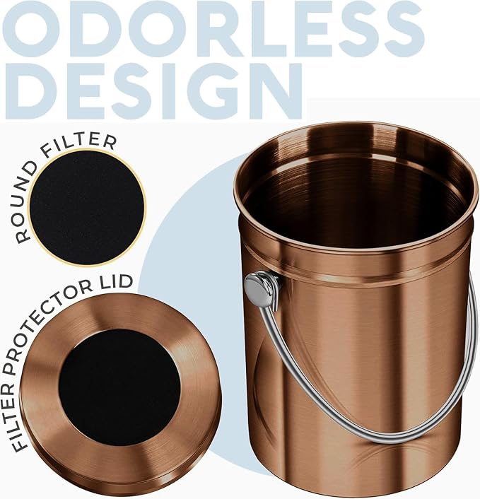 EPICA Countertop Compost Bin Kitchen | 1.3 Gallon | Odorless Composting Bin with Carbon Filters | Indoor Compost Bin with Lid | Stainless Steel Kitchen Composter for Food Scraps & Waste Recycling - Image 6