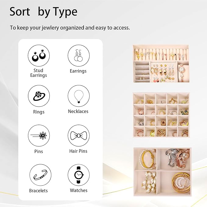 Jewelry Organizer Box for Women, Large Jewelry Organizer with Lock, 3 Tier Storage Box with Velvet Lining, 2 Drawers, Necklace Hooks, Ring Rolls - Image 5