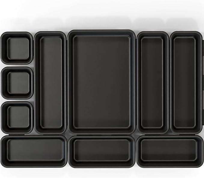 Simple Houseware Interlocking Desk Drawer Bins Organizer, 10 Packs, Black - Image 9