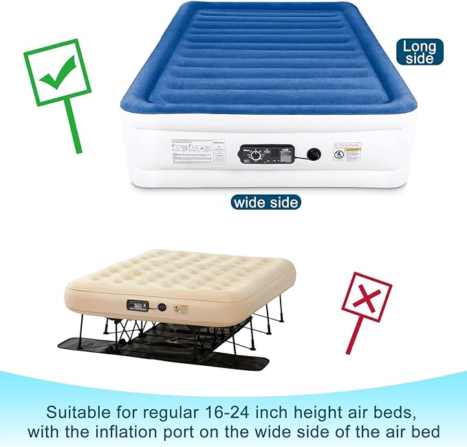 Full Air Bed Mattress Pad with 15-24 Inch Deep Pockets - Waterproof Protector for Warm Sleep & Cold Air Insulation,Perfect for Camping, Guest Bed, Pets & Overnight Visitors-Gray