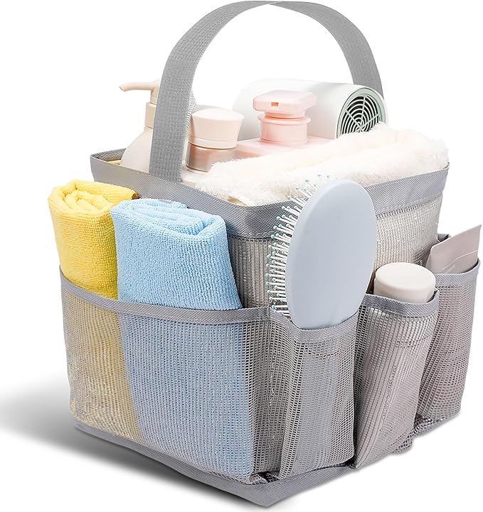 Shower Caddy Portable for College Dorm Room Essentials for Girls with 9 Pockets,Large-Capacity Shower Basket,Quick Dry Toiletry Tote Bag for Women,Outdoor Gym,Travel,Swim,Beach Camping Essentials-Grey by Unknown