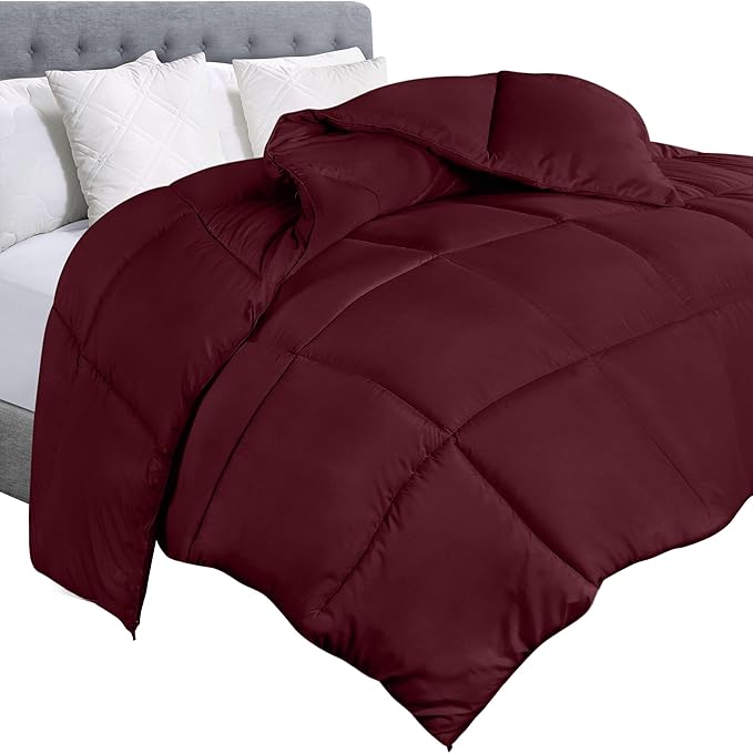 Utopia Bedding Twin Comforter Duvet Insert, Quilted Burgundy Comforter with Corner Tabs, Box Stitched Down Alternative Comforters Twin Size 64 x 88 inches