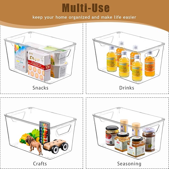 12 Pack Middle Stackable Storage Boxes for Storage and Organization, Clear Storage Bins with Lids, Plastic Storage Containers with Lids, Plastic Bins with Handles for Office, Bedroom, Study Room - Image 3