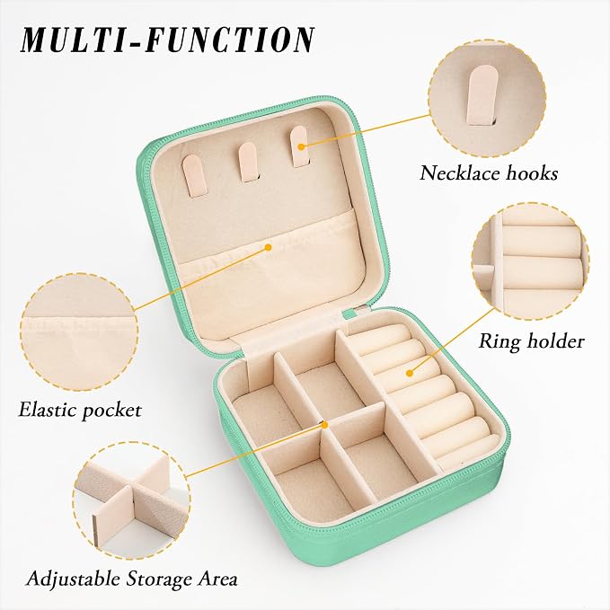 Ethnic Style Jewelry Box Organizer Small Travel Jewelry Case Jewellery Portable Storage Box Jewellery Case for Men Women Travel Gifts Ideas Great Gifts for Christmas Birthday Thanksgiving - Image 3