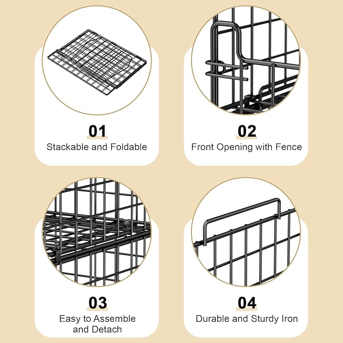 4-Tier Stackable Closet Organizers and Storage Basket - Foldable Closet Shelf Organizer System, Sturdy Metal Space-Saving Clothes Storage Bins for Wardrobe, Black - Image 7