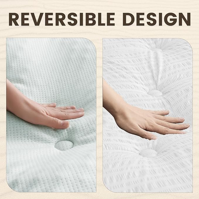 QUIETSEA Reversible California King Mattress Topper Egg Crate Memory Foam Mattress Topper, Bamboo Viscose Mattress Pad Cal King, Waterproof Mattress Cover with Deep Pocket up to 21", 72" x 84"