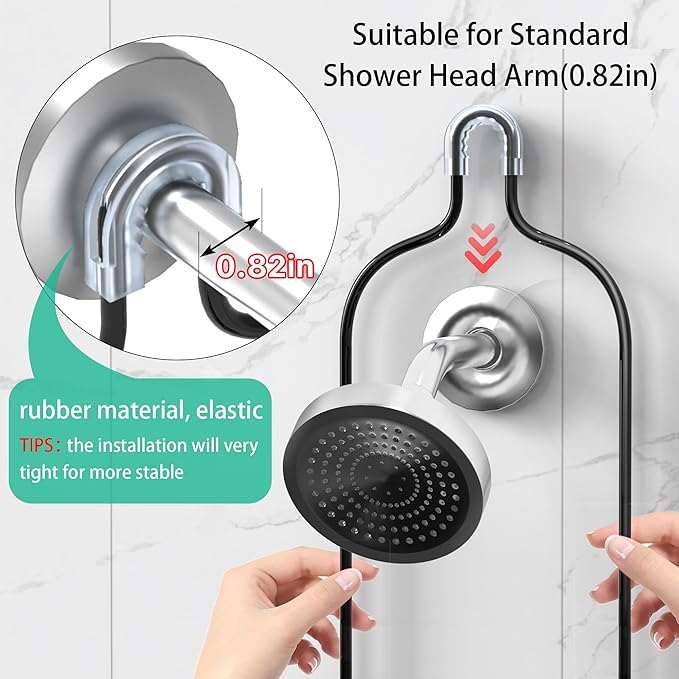 DAOYA Bathroom Shower Caddy Hanging - 3-Tier Organizer with Soap Holder & 6 Hooks for Towels, Sponge; Fits 21mm Shower Head Arm, Black - Image 2