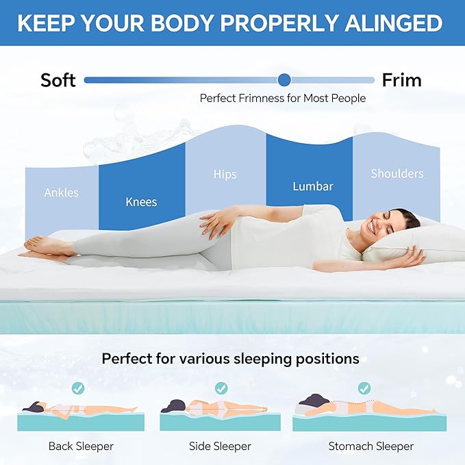 HOMBYS 6IN Thickness Cooling Mattress Topper for Hot Sleepers, Gel Memory Foam Mattress Pad Pillow Top with Fitted Deep Pocket, Soft Bed Topper for Back Pain Relief (Twin)
