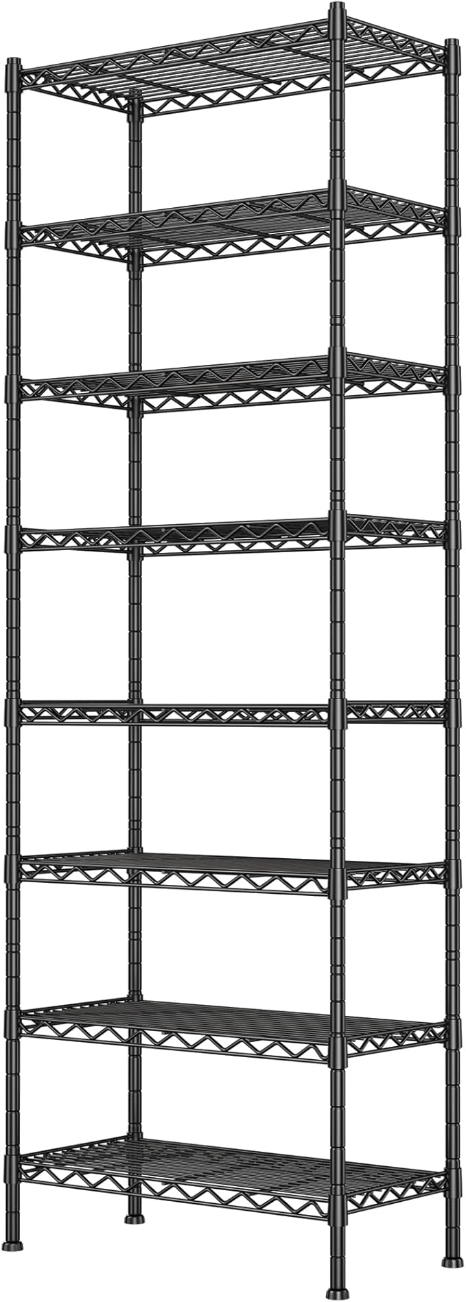 GIOTORENT 8-Wire Garage Shelving Storage Shelves, Kitchen Storage Adjustable Shelf, Metal Shelves 1600Lbs Capacity 24" Lx14 Wx72.2 H for Laundry Bathroom Pantry Closet, Black by GIOTORENT