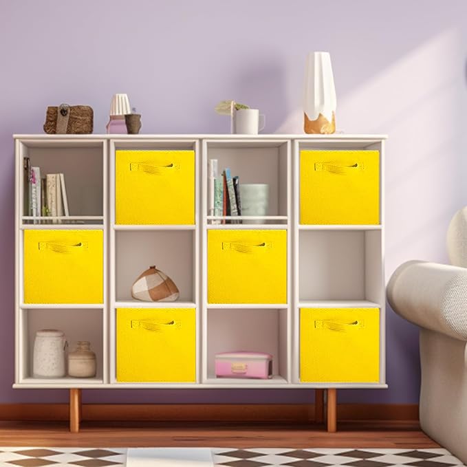 ShellKingdom Storage Bins, Foldable Fabric Storage Cubes and Cloth Storage Organizer Drawer for Closet and Toys Storage, 2 Pack (Yellow) - Image 3