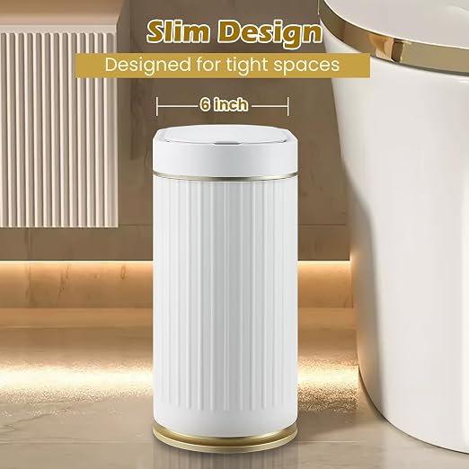 SYNCVIBE Bathroom Trash Can with Lid Automatic 2 Gallon Motion Sensor Garbage Bin, 7.5 Liter Smart Trash Bin Bathroom Decor, Plastic Garbage Can, Narrow Trash Can for Bedroom, Office, Living Room - Image 3