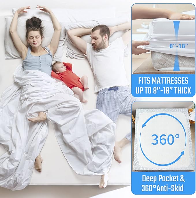 Extra Long Twin Mattress Protector Twin XL Waterproof Mattress Cover Matressprotector Washable Noiseless Premium Soft Cotton Terry Vinyl-Free for Pets Kids Adults 39" x 80"