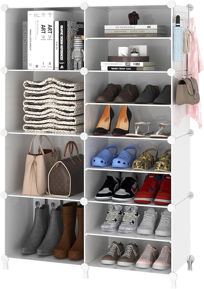 AWTATOS Closet Organizer 8 Cube Storage Shelves Closet Clothes Organizers and Storage Stackable Cubby Shelving for Closet Bedroom Living Room Office White - Image 5