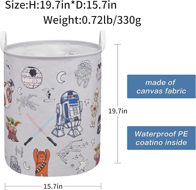 Room Nursery Decor,Baby Laundry Large Hamper Foldable With Waterproof Pe Coating,Dirty Clothes Basket Featuring The Child,Bedroom,Bathroom Set,Toy Bin,Boys and Girls Birthday Gifts (round) - Image 3