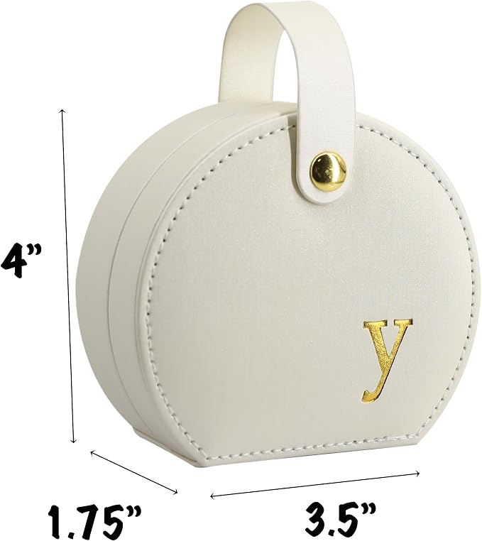 COLLECTIVE HOME - Travel Jewelry Case, Elegant Half-Moon Design with Gold Monogram, Detachable Handle, Personalized Accessory Organizer, Gift for Fashion-Forward Women and Teens (y) - Image 2