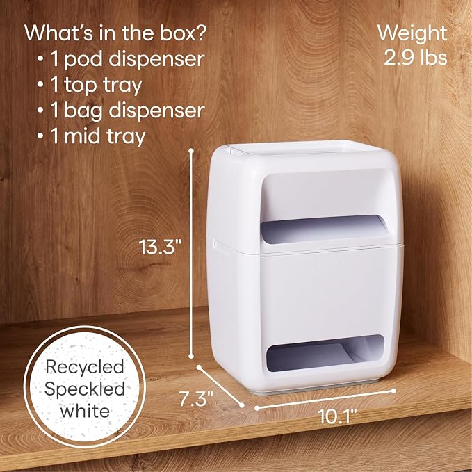 YouCopia SinkSuite Bag & Pod Dispenser, Standing Garbage Bag and Dishwasher Pod Organizer with Removable Lids for Storage, Speckled White - Image 6
