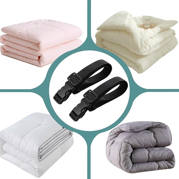Mattress Straps 2 Pcs Adjustable Foam Mattresses Packing Straps with Sturdy Locked Buckles for Moving House Gel Mattress Topper Storing Bedding Supplies Black, 59.06'' X 1.26''