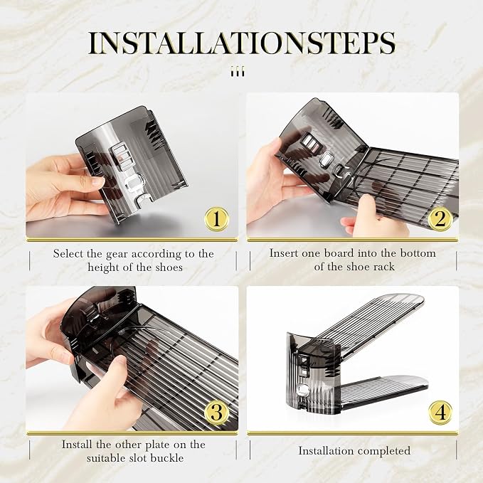 Shoe Slots Organizer 20 Pack - Shoe Stacker,3 Levels Adjustable,Space Savers 50%,Double Layer Holders for Closet (Black),Organizador de Zapatos - Image 5