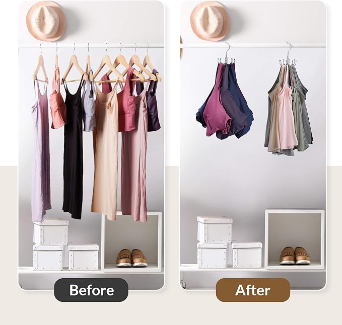 ZEDODIER Tank Top Hanger, Rotatable Bra Organzier for Closet, Max 24 Storage Capacity Sport Bras Holder, Metal Space Saving Closet Organizers and Storage, Silver - Image 2