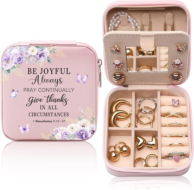 GAOLZIUY Christian Jewelry Box Gifts for Women, Spiritual Religious Gifts for Women Faith, Prayer Bible Verse Gratitude Travel Jewelry Case for Female Friend, Bestie, Sister by GAOLZIUY