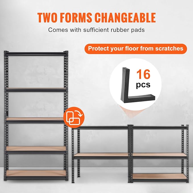 VEVOR Storage Shelving Unit, 5-Tier Adjustable, 2000 lbs Capacity, Heavy Duty Garage Shelves Metal Organizer Utility Rack, Black, 36" L x 18" W x 72" H for Kitchen Pantry Basement Bathroom Laundry - Image 7