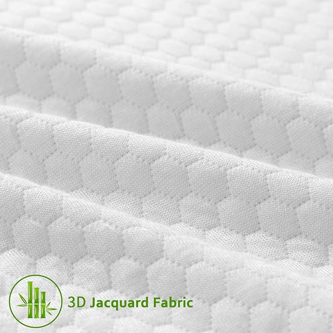 Moonsea Twin Size Memory Foam Mattress Topper Cover, 1-2 Inch Zippered Removable Cooling Viscose Made from Bamboo Foam, Skin-Friendly and Breathable, Easy to Remove and Wash, with Straps