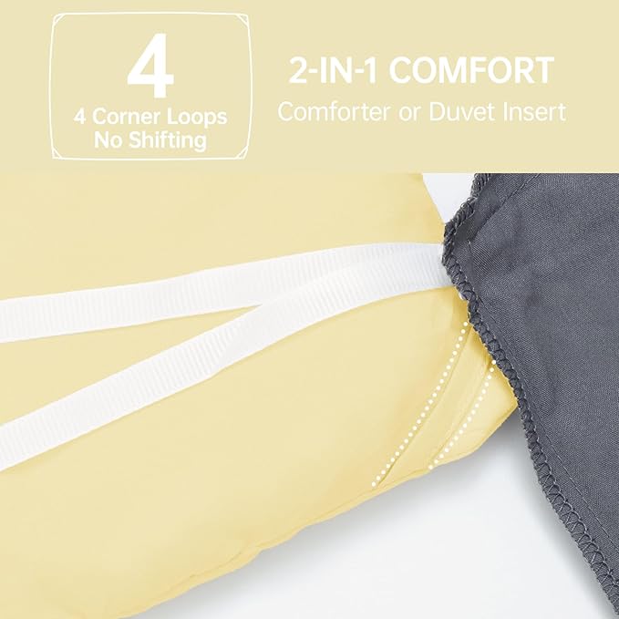 MUXHOMO Full Comforter Sets, All Season Ultra Soft Down Alternative Bedding - 3 Piece Lightweight Bed Set Includes 1 Comforter (82"x86") and 2 Pillow Shams (20"x26"), Cream Yellow