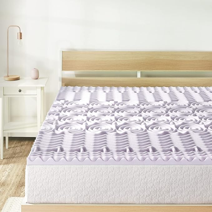 Mellow 1.5 Inch 5-Zone Memory Foam Mattress Topper, Soothing Lavender Infusion, Full