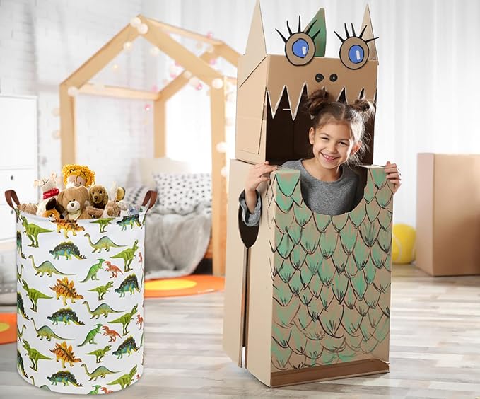 HIYAGON Dinosaur Kids Laundry Hamper Baby Laundry Basket Cute Kids Hamper Toy Storage Bin Boys Hamper and Girls Dinosaur Room Decor(Toy Dinosaur) - Image 4