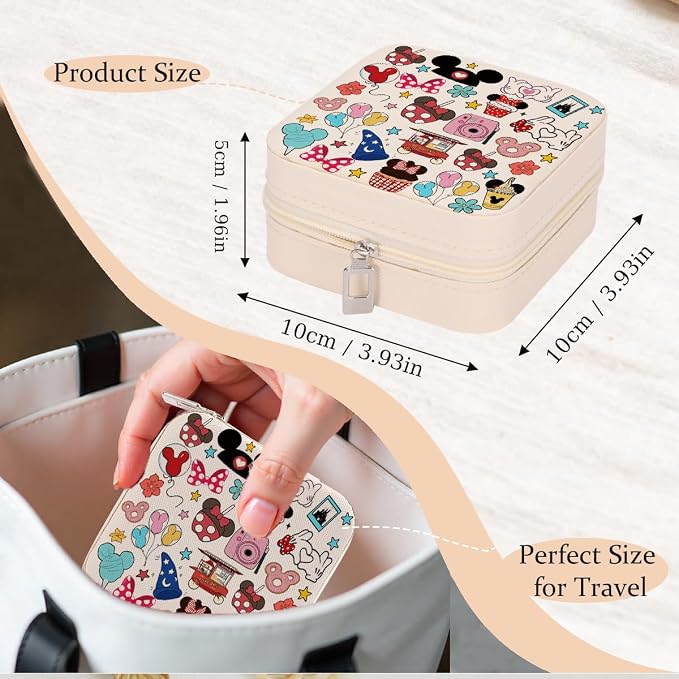 Cartoon Mouse Castle Travel Jewelry Case, Small Box Organizer, Cartoon Gifts Merchandise, Birthday Christmas Gifts for Cartoon Lovers Fans Women Teen Girls Friends Sister Her - Image 4
