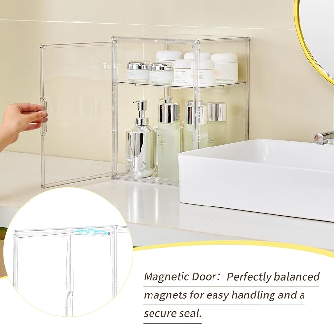 LXLXXL Acrylic Display Case with Removable Shelf Compatible with Labubu POP MART 2 Tier Figure Display Case for Collectibles Cosmetic Clear Acrylic Box - Image 4