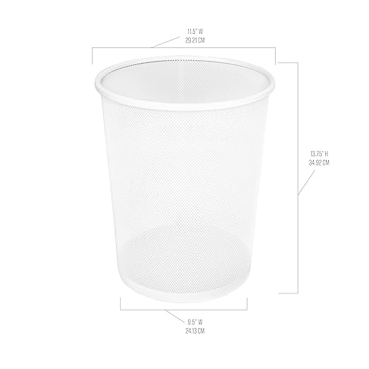 Seville Classics 2-Pack Steel Mesh Round Trashcan Wastebasket for Trash or Recycle in The Home, Office, or Garage, White, 6 Gallon - Image 3