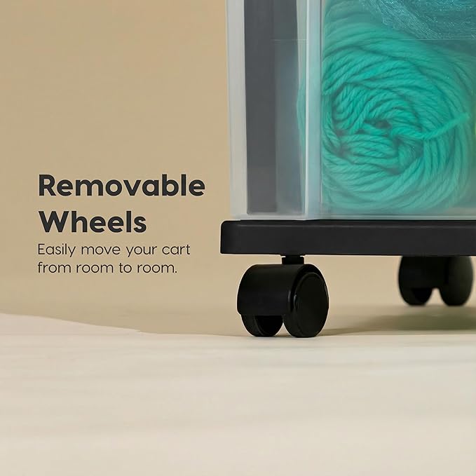 IRIS USA Plastic 3-Drawer Storage Organizer Rolling Cart, with Wheels Casters, 2-Pack, for Classroom Art Supplies Bathroom Dorm Bedroom Laundry Room, Slim Narrow, Black/Clear - Image 6