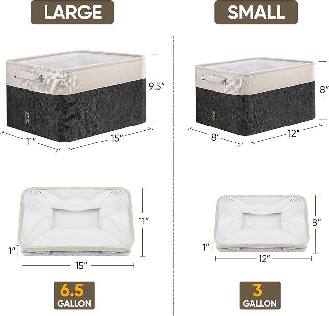 BALEINE 1 Pack Fabric Closet Storage Bins for Shelves, Linen Closet Organizers and Storage, Decorative Baskets for Organizing, Shelf, Clothes, Home, Office (Black, 15''x11''x9.5'') - Image 2