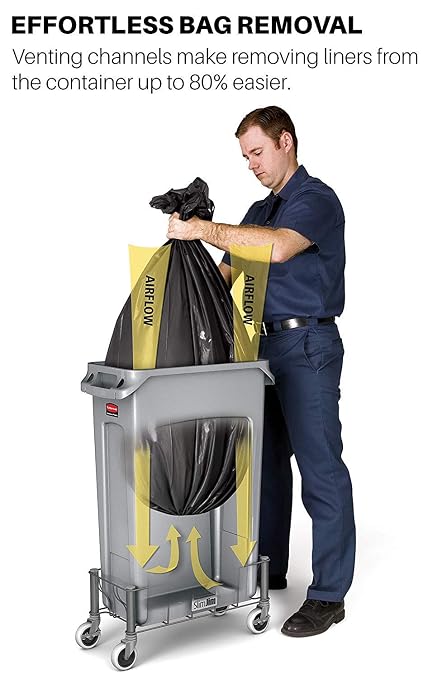 Rubbermaid Commercial Products Slim Jim Plastic Rectangular Trash/Garbage Can With Venting Channels, 23 Gal, Black, for Kitchen/Office/Workspace, Pack of 4 - Image 5
