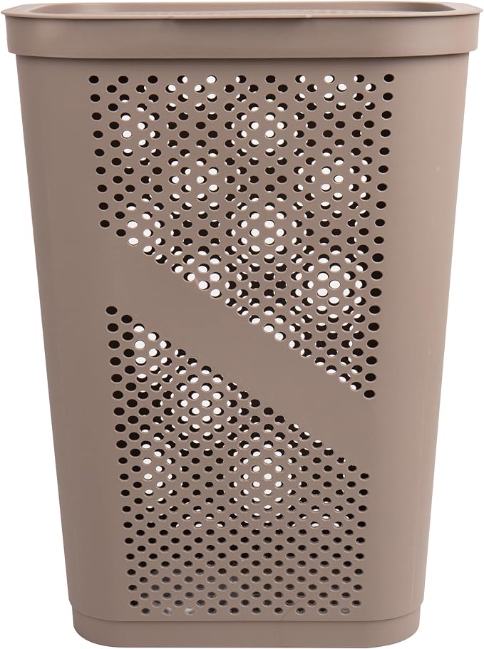 Mind Reader 60L Slim Laundry Hamper, Clothes Basket, Lid, Ventilated, Plastic, Set of 2, Tan - Image 5