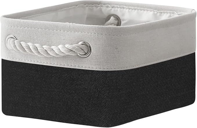 TheWarmHome Storage Bins for Shelves - 12x8x5.2 inch 1 Pack Storage Baskets for Gifts Empty for Closet Organizing Dog Gift Cloth Toy Cubes Box (White & Black) by TheWarmHome