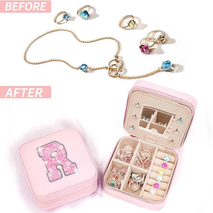 Uygafly Personalized Anniversary Wife's Birthday Gifts,Mothers Day Gifts for Women Wife,Wife Gifts from Husband,Cool Birthday Gifts for Wife,Jewelry Case Cute Jewelry Box for Women | Pink,R - Image 6