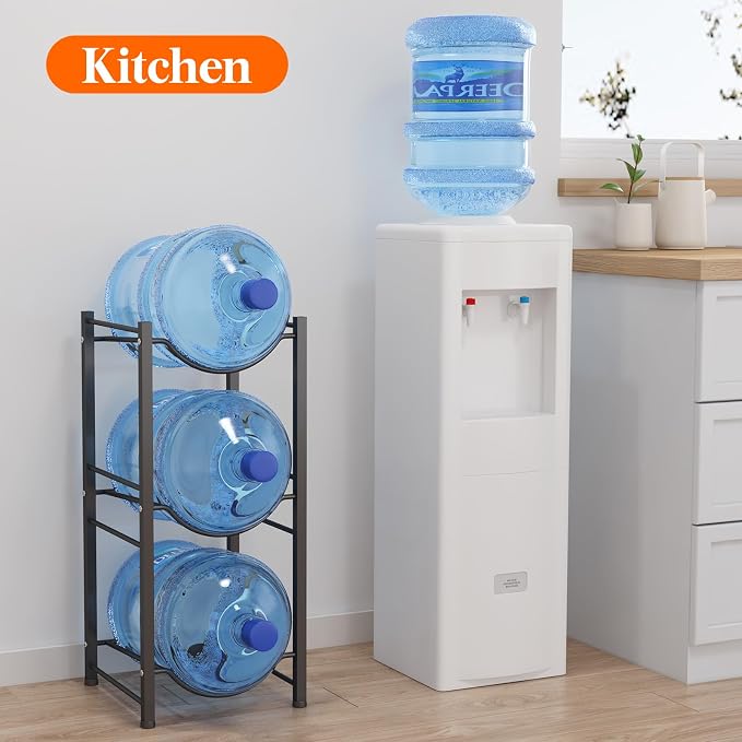 Lifewit 5 Gallon Water Jug Holder, 3 Tier Water Bottle Stand, 3 Slots Heavy Duty Water Dispenser Rack for Gallon Jugs, 126 lb/57 kg Capacity Detachable Water Jug Shelf Organizer for Home/Office Black - Image 8