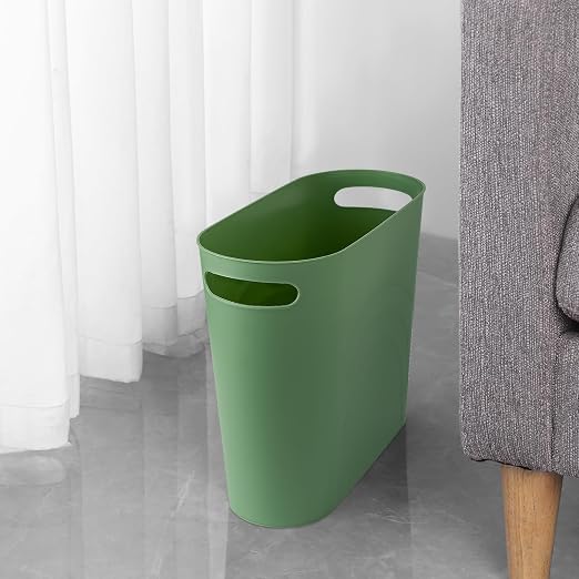 rejomiik Small Trash Can, 3.5 Gallon Slim Garbage Can Plastic Waste Basket with Handles Container Bin for Narrow Spaces Bathroom, Bedroom, Kitchen, Office at Home, Green - Image 3