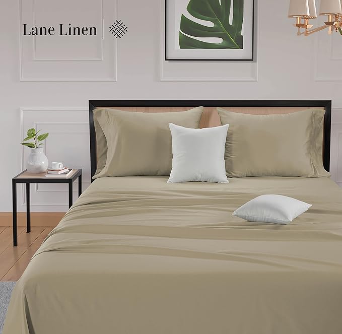 LANE LINEN Split King Sheets Set for Adjustable Beds - 5 PCs, 600 Thread Count Split King Sheets Set - Sateen King Split Sheets for Adjustable Bed - Split Top King Sheet Set for Beds - Linen
